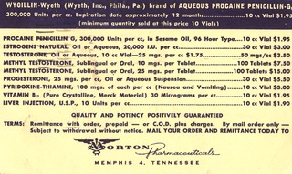 Wycillin  Wyeth brand of Aqueous procaine penicillin