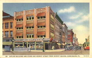 Caplan building and store and Market Street from Market Square
