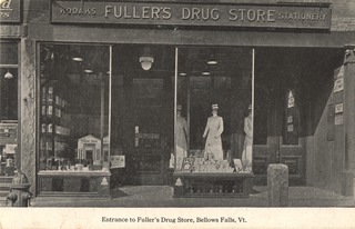 Entrance to Fullers Drug Store, Bellows Falls, Vt