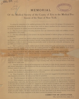 Memorial of the Medical Society of the County of Erie to the medical profession of the State of New York