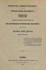 Sensibilidade recurrente: these apresentada e publicamente sustentada em maio de 1865 na Faculdade de Medicina da Bahia