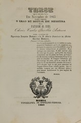 These que sustenta em novembre de 1865 para obter o gráo de doutor em medicina pela Faculdade da Bahia