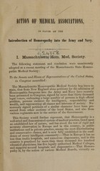 Action of medical associations, in favor of the introduction of homoeopathy into the army and navy