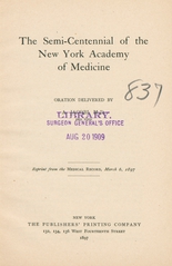 The semi-centennial of the New York Academy of Medicine