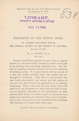 Nephritis of the newly born: an address delivered before the Medical Society of the District of Columbia, November 28, 1895