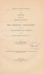 What is nerve-force?: an address before the Biological Section of the American Association for the Advancement of Science at the Buffalo meeting, August 1886