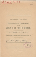 Some recent advances in the diagnosis and treatment of the abscess of the antrum of Highmore