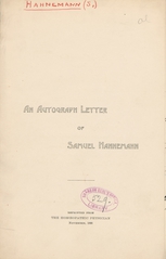 An autograph letter of Samuel Hahnemann