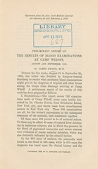 Preliminary report on the results of blood examinations at Camp Wikoff, August and September, 1898