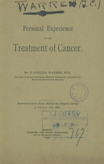Personal experience in the treatment of cancer