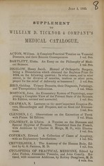 Supplement to William D. Ticknor and Company's medical catalogue