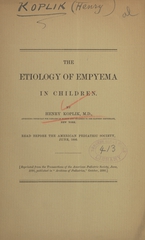The etiology of empyema in children
