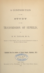 A contribution to the study of the transmission of syphilis