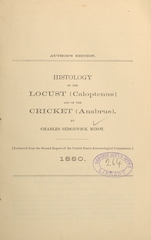 Histology of the locust (Caloptenus) and of the cricket (Anabrus)