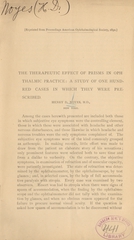 The therapeutic effect of prisms in ophthalmic practice: a study of one hundred cases in which they were prescribed