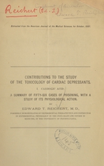 Contributions to the study of the toxicology of cardiac depressants: I, Carbolic acid : a summary of fifty-six cases of poisoning, with a study of its physiological action