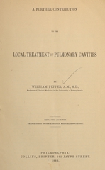 A further contribution to the local treatment of pulmonary cavities
