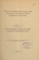 Clinical lecture delivered at the Second Annual Meeting of the Association of Military Surgeons of the United States