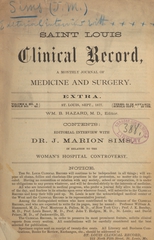 Editorial interview with Dr. J. Marion Sims, in relation to the Woman's Hospital controversy
