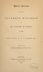 Medical directions written for Governor Winthrop