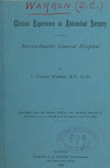 Clinical experience in abdominal surgery at the Massachusetts General Hospital