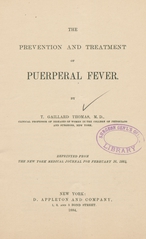 The prevention and treatment of puerperal fever