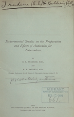 Experimental studies on the preparation and effects of antitoxins for tuberculosis