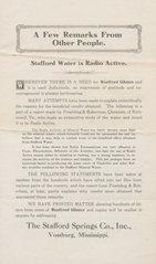 A few remarks from other people: Stafford water is radio active
