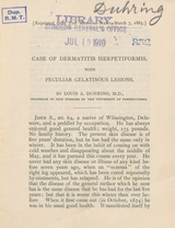 Case of dermatitis herpetiformis, with peculiar gelatinous lesions