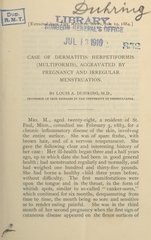 Case of dermatitis herpetiformis (multiformis), aggravated by pregnancy and irregular menstruation