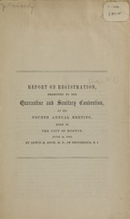 Report on registration, presented to the Quarantine and Sanitary Convention, at its fourth annual meeting, held in the city of Boston, June 14, 1860