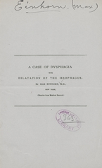 A case of dysphagia with dilatation of the œsophagus