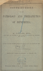 Contributions to the pathology and therapeutics of diphtheria