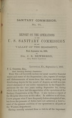 Report on the operations of the U.S. Sanitary Commission in the valley of the Mississippi, made September 1st, 1863