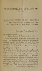 Preliminary report on the operations of the Commission during the present campaign in northern Virginia