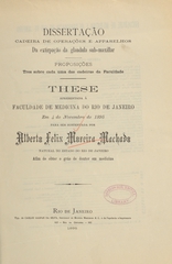 Da extirpação da glandula sub-maxillar: these apresentada á Faculdade de Medicina do Rio de Janeiro em 4 de novembro de 1895 afim de obter o gráo de doutor em medicina
