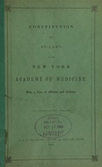 Constitution and by-laws of the New-York Academy of Medicine
