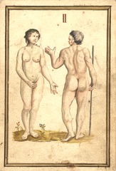 [Study of human male and female form, with two nude figures standing in a landscape]