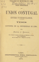 Debe prohibirse la union conyugal entre tuberculosos: tesis sostenida en la Universidad de Lima