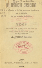 Del epiplocele consecutivo á la abertura de los abscesos hepáticos por el método de las grandes incisiones: tesis sostenida ante la Facultad Medicina de Lima para optar el grado de doctor