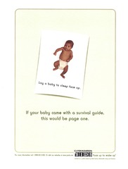 Lay a baby to sleep face up: if your baby came with a survival guide, this would be page one