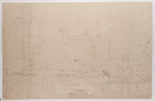 "B" building [of Sheppard Asylum], sub basement plan for East [...] with all the wall shown
