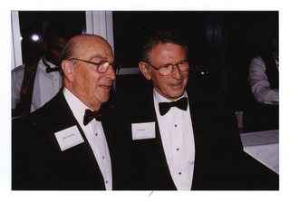 Paul Berg with Arthur Kornberg at the dedication of the Arthur Kornberg Medical Research Building at the University of Rochester