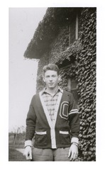 Paul Berg in high school letter sweater