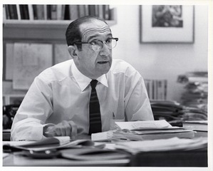 Salvador Luria in his office at MIT