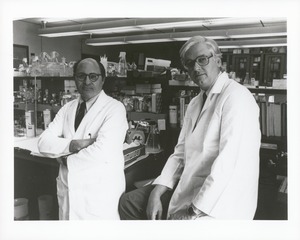 Daniel Nathans and Hamilton Smith in the lab