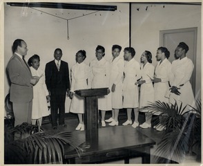 Charles Drew with nursing school graduates