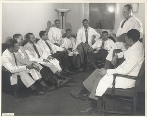Charles Drew sitting with medical residents at Freedmen's Hospital