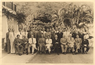 Yellow Fever Service and Rockefeller Foundation personnel after a staff luncheon in Rio de Janeiro, Brazil