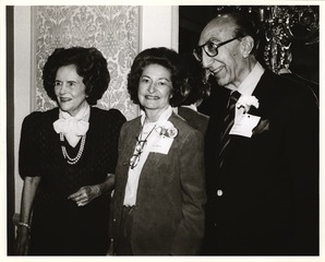 Mary Lasker, Lady Bird Johnson, and Michael DeBakey at the 1983 Lasker Medical Research Awards luncheon